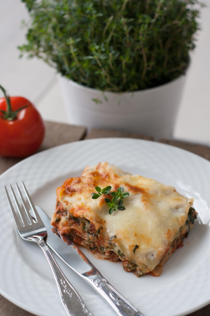 Recipe for Chicken Lasagna with Spinach, Cottage Cheese and Bechamel Sauce